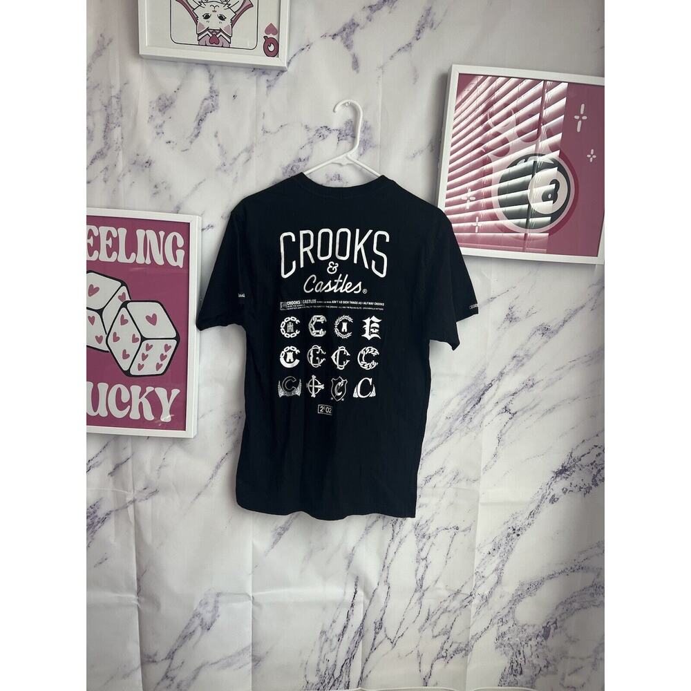 Crooks & Castles Mens black logo short sleeve shirt sz M